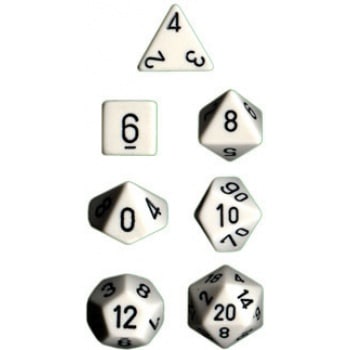 Set de 7 dados en blanco y negro
